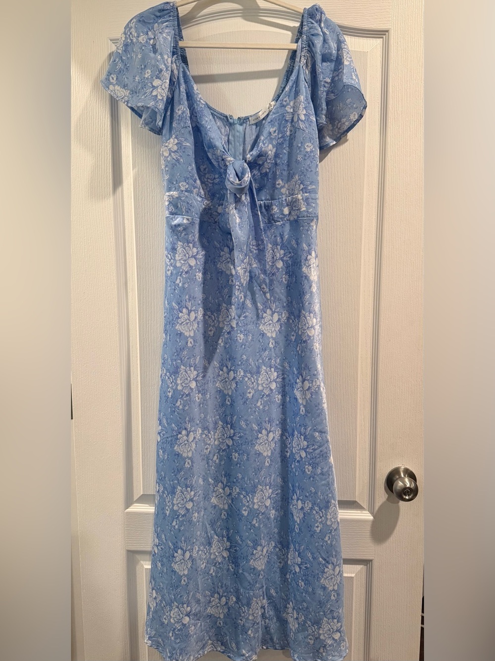 Altar'd State Light Blue Floral Tie-Front Dress